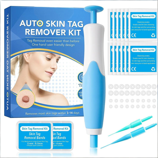 Skin Tag Removal Band Kit with One-Hand Applicator, Bands, Tips & Wipes
