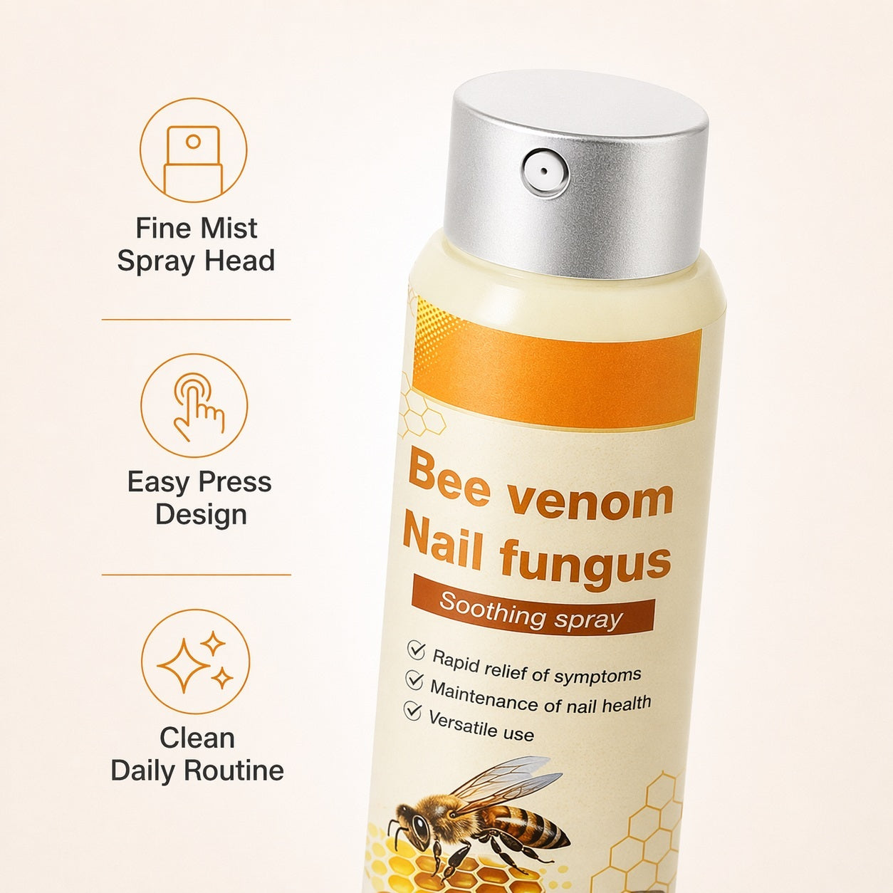 Spray para uñas con veneno de abeja para el cuidado de la apariencia de las uñas de los pies amarillas y ásperas, 20 ml