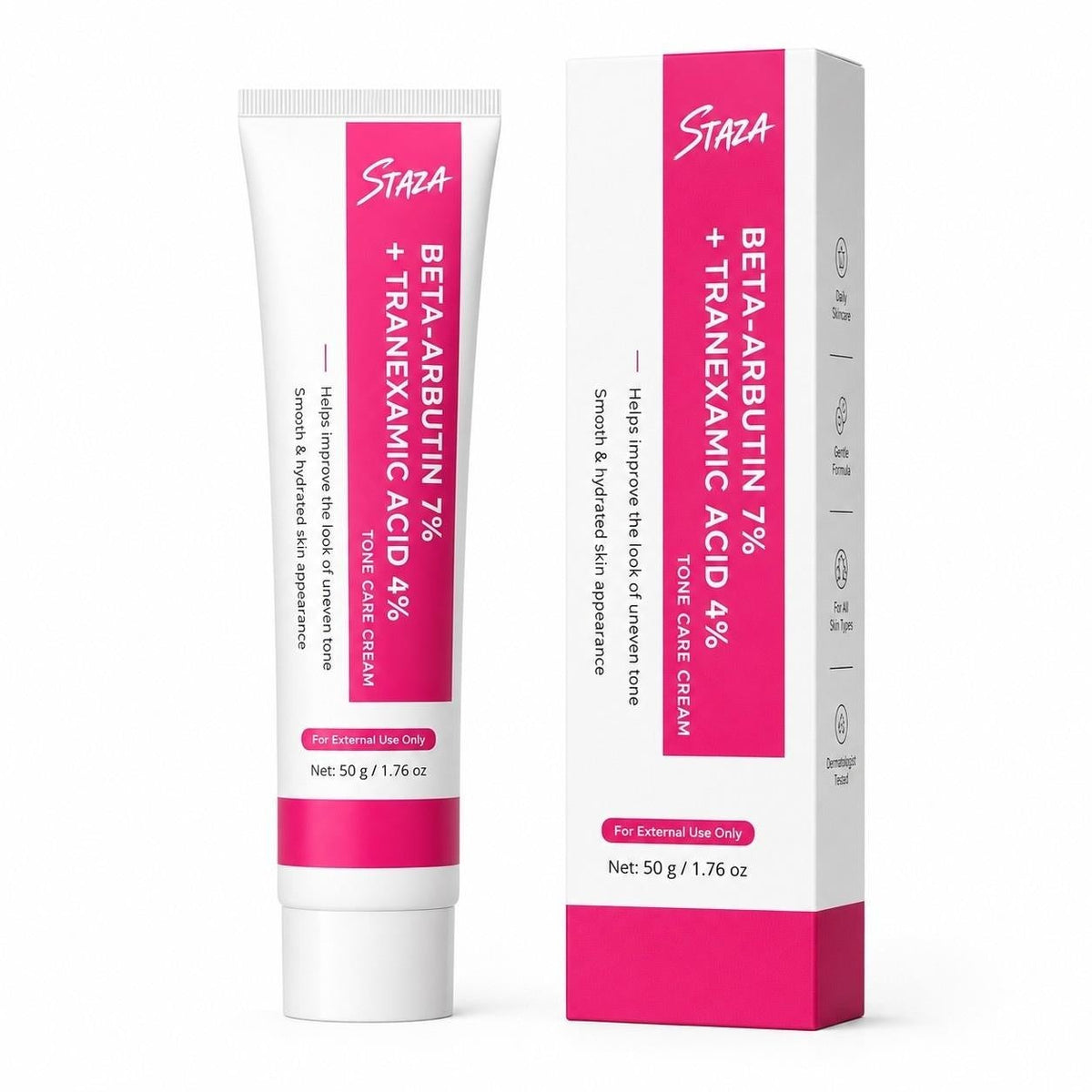 Beta Arbutin 7% and Tranexamic Acid 4% Face Cream, Daily Moisture Care for Smooth and Even-Looking Skin, 50 g / 1.76 oz