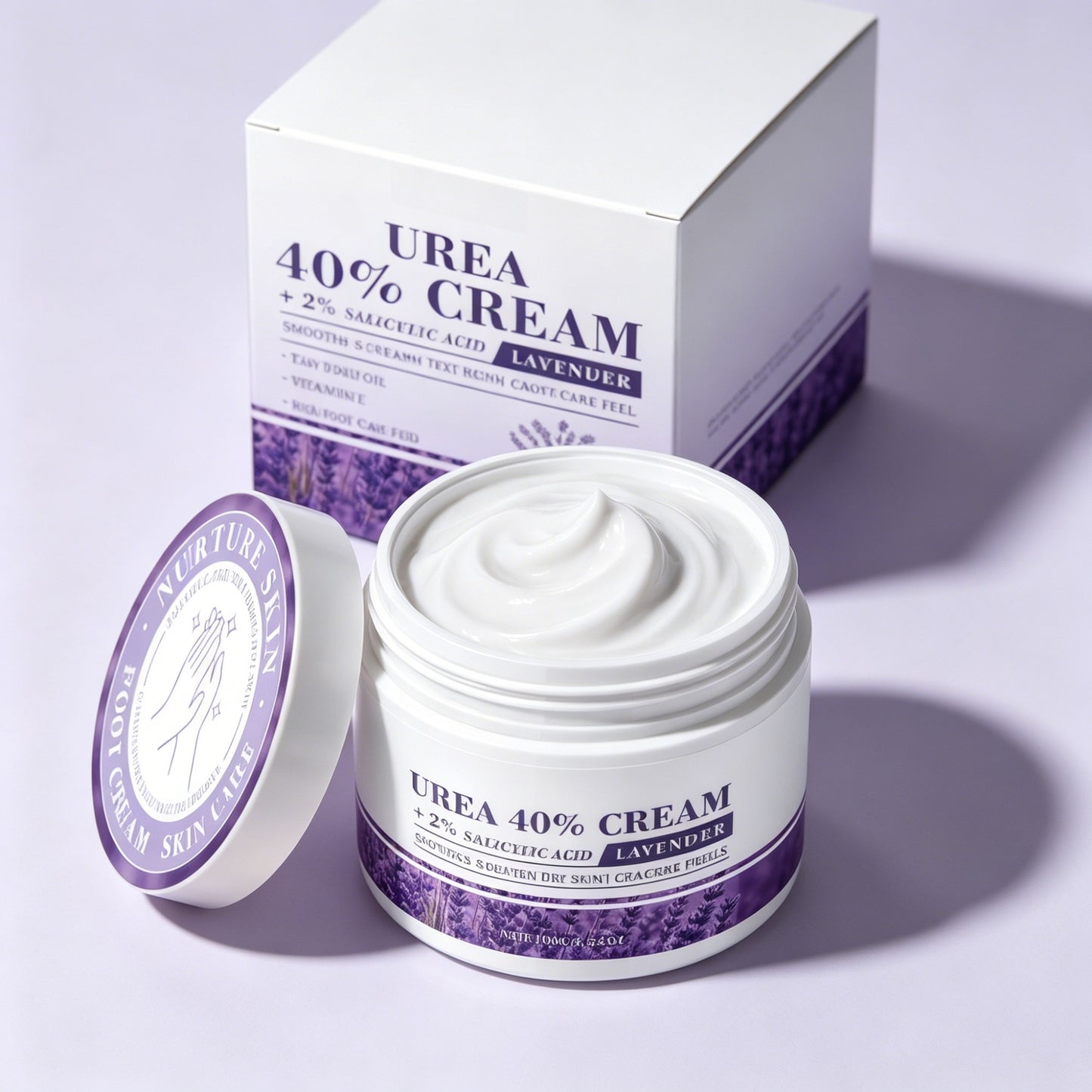 40% Urea Lavender Foot Cream with 2% Salicylic Acid for Dry Rough Heels, 100g