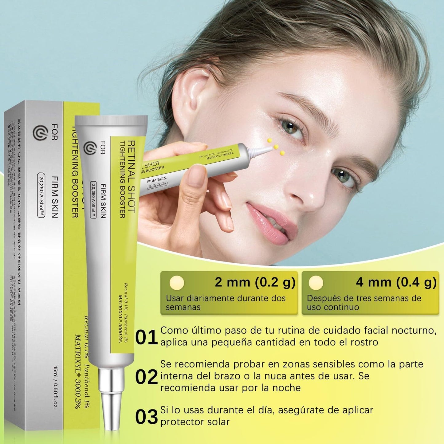 Sérum facial con retinol de 15 g para líneas de expresión y piel de aspecto firme
