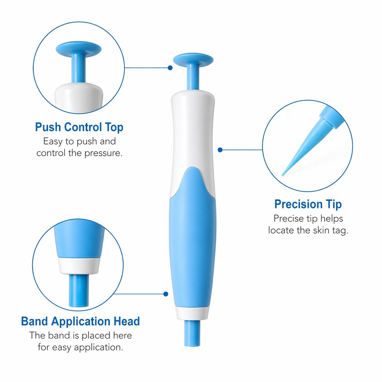 Kit de bandas para eliminar verrugas cutáneas con aplicador de una mano, bandas, puntas y toallitas