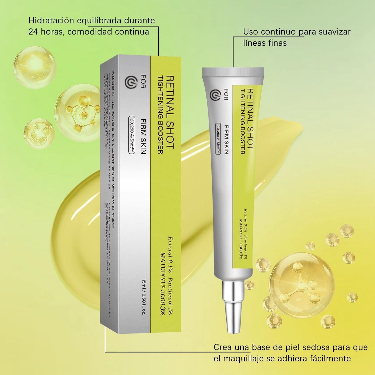 Sérum facial con retinol de 15 g para líneas de expresión y piel de aspecto firme